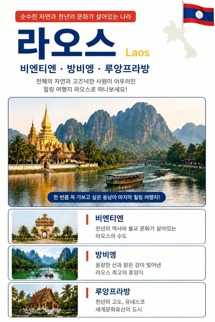 [부산 출발] 라오스 4박6일 비엔티엔·루앙프라방·방비엥 비루방방 노옵션/노팁 브로셔 3장